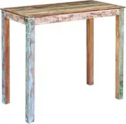 Solid Reclaimed Wood Bar Table Kitchen Set, Farmhouse Style, Extendable Dining Room Accent, 115x60x107cm, Dinner Tables for Home