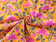 3 Yard Orange Pink Green Floral Block Printed Cotton Women Dressmaking Fabric AU