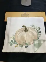 Robert Stanley Fall Reversible Table Runner 13"x72" Fall Green Plaid Pumpkin NEW