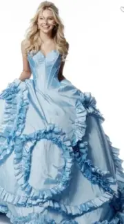 sherri hill Taffeta ball gown with strapless sweetheart bodice and ruffle skirt