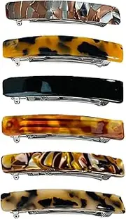 Hair Barrettes For Women - Hair Clips | Flat Hair Clips For Women | Hair Clips Barrettes | 6X French Barrette Fine Hair Clips | Ladies Teens Fashionable Tortoiseshell Accessories For Traveling Beach
