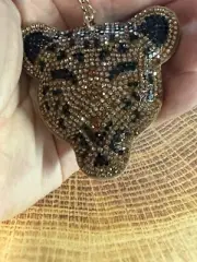 Luxury Crystal Leopard Multicolored Pattern Key Chain Tassel NWT CUTE