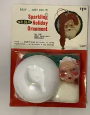 Walbead Sparkling Santa Sequin Bead Vintage Christmas Ornament Craft Kit MCM NOS