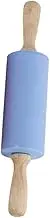 ABOOFAN Mini Non Stick Silicone Rolling Pin with Wooden Handle Versatile Kitchen Tool for Easy Dough Rolling for Pastries Noodles Pizza and Bread Orange