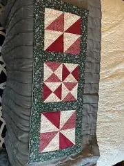 Handmade Quilt Table Runner Christmas Red Green