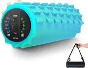 Vibrating Foam Roller, Electric Back Muscle Masage Roller for Muscles Deep Tissue, 5-Level Vibration Exercise Roller with Carry Bag, Rechargeable Battery（Blue)