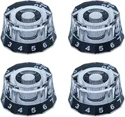XIYANGJUAN 4pcs Electric Guitar Knobs Clear Black Dodecagon Design Speed Control Volume Tone Knobs for PRS SG LP Style Guitar Accessories(Transparent-Black)