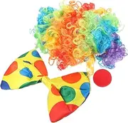 [TOVINANNA] 1 Set Clown Bow Tie Performance Prop Kit of Festival Clown Costume Accessories with Wig Nose for Halloween Parties Cosplay Events