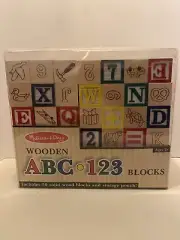 Melissa & Doug Wooden Toy - Set Of 50 ABC-123 Wooden Blocks Open Box New