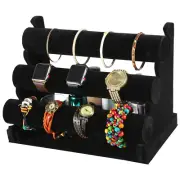 Elegant 3-Tier Velvet Jewelry Stand for Bracelets, Watches & Bangles