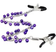 Nipple Clamps With Adjustable Clamp Clips Women Pleasure for Couple Pleasure Non-Piercing Metal Bell Body Jewelry Decorative Clip for Clothing Accessories (Purple), 16 inch