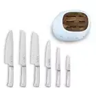 Smeg 7-Piece knife Block blue set stainless steel