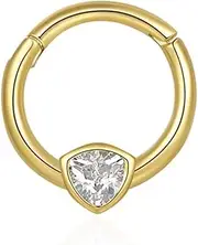 [Generic] Gold Nose Rings for Women, Sterling Silver Nose Rings Studs Geometric Triangle Zirconia 1Pcs