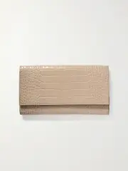 [Smythson] Smythson - Marshall Croc-effect Leather Travel Wallet - Sand - One size One size Neutrals