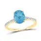 10k Yellow Gold Oval Created Blue Topaz Solitaire Ring 2-1/3 Cttw