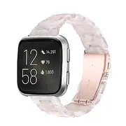 Watch Band for Fitbit Versa 2 / Versa Lite / Versa SE / Versa Resin Replacement Strap Women Metal Clasp Stainless Steel Buckle Link Bracelet Wristband