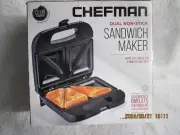 NEW Chefman Electric Gourmet Duel Non-Stick Sandwich Maker Omelets Quesadillas