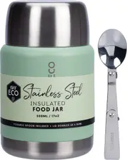 Ever Eco Insulated Stainless Steel Food Jar Sagewith Foldable Spoon & Bowl 500ml