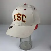 USC Trojans Hat Cap Strap Back Hook Loop Khaki Embroidered Logo - READ