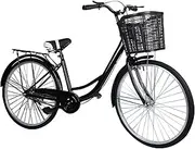 [Fogcroll] 26 Inch Beach Cruiser Bike for Women High Carbon Steel Frame Ladies Bicycle with V-Brake & Rear Brake System Complete Cruiser Bicycle for Women School Beach