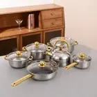 12pcs with Glass Lid Frying Pan Soup Pot Kettle Housewarming Gift