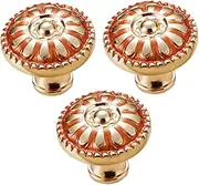 GREENADSCAPE 3PCS Mushroom Shape Cabinet Knobs Stylish Alloy Drawer Pull Handles for Home Hotel Circular Design Easy Installation Red Amber Finish for Furniture Wardrobe