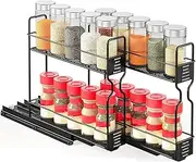 Spice Rack Organizer, 2-Tier Pull Out Seasoning Rack for Kitchen Cabinet, Spice Drawer Organizer Shelf for Small Space Easy to Use