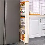 Slim Rolling Cart with Tabletop,Easy Assemble Mobile Storage Trolley On Wheels,Slide Out Utility Cart Shelving Units for Narrow Space on Kitchen Bathroom Laundry Room (Color : White, Size : 5 Tier)