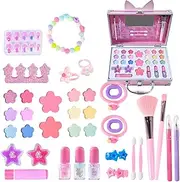 Girls Makeup Kit, Toddler Makeup Beauty Set, Princess Cosmetic Playset for Girls, Educational Toddler Facial Make Up Pretend Toys