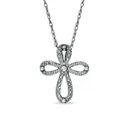 Natural Diamond Accent Loop Cross Pendant in 10K White Gold