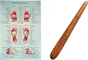 Wooden Massage toolsets for professionals with Reflexology charts Foot Hand Massage Wooden massage sticks (Set A)