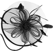 [Baluue] Women's Fascinator Headband Vintage Bridal Headdress Netting for Wedding Party Cosplay Black