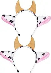 [MERRYHAPY] 2 Pcs Cow Horn Headband Van Animal Props Grid Decoration Animal Decoration Chilling Cow Horn Headdress Props Net Headdress List Boys Liners Short Plush