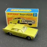 VTG Matchbox Superfast Lesney #31 Green Lincoln Continental Die Cast MINT
