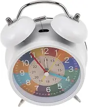 STOBAZA Metal Twin Bell Alarm Clock for Kids Educational and Fun Portable Non Ticking for Childrens Room Early Learning Time Management Colorful