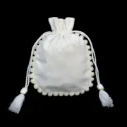 100 PCS Designer Cotton Drawstring White Small Favor Bags Coin Bag Jewelry Pouch