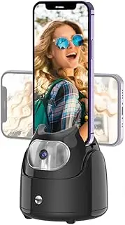 Automatic Face Tracking Gimbal Mobile Phone Holder 360° Rotation AI Face Recognition Phone Tripod for Vlog Video Easy Install Easy to Use Black