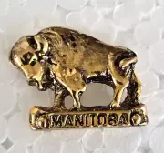 Vintage Manitoba Buffalo Gold Tone Pin 9/16" Souvenir in Plastic Bag