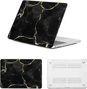 HLAAJJX Laptop Skin for New MacBook Air 15 inch Case M4 M3 M2 2025 2024 2023 A2941 A3114 A3241 Retina/Touch ID,Plastic Hard Shell Case Protective Cover for MacBook Air 15,Black Gold Marble