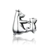 Mother Gift Silver plating Animal Polar Bear Love Charms Mom Love Beads Fit Women Bracelets Jewelry