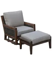 Courtyard Casual Bermuda Teak 2pc Swivel Glider And Ottoman Set