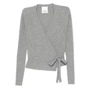 [Allude] Allude Ribbed Self-tie Cardigan XS GREY