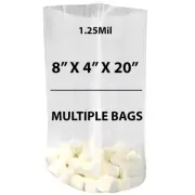 1.25Mil 8" X 4" X 20" | Clear Gusseted Bags, Heat Sealable | Multiple Bags