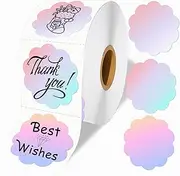 Wonlabel Flower 2 x 2 Thermal Labels, Multipurpose Round Thermal Sticker Label for Business and Home, Circle Direct Thermal Labels for DIY Logo Design, Thanks Card, 500 PCS/1 Roll, 3 Color