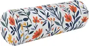 GuoChe Bolster Pillow Covers Spring Cute Colorful Florals White Neck Roll Pillow Insert 5.5" x 17" Foam Round Pillow Round Cushion Pillow Neck Support Pillows for Sleeping