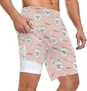 [ZZXXB] Princess Pomeranian Dog Athletic Shorts for Men with Pockets 2 in 1 Quick Dry Running Shorts S-3XL