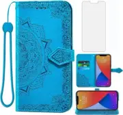 iPhone 12 Pro Max 6.7" Tempered Glass Screen Protector and Flip Wallet Case