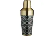 BarCraft Art Deco Stainless Steel 650ml Cocktail Shaker Martini Mixer Black Gold
