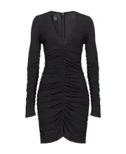 gathered V-neck minidress S,XS Black