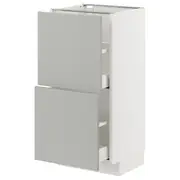 METOD / MAXIMERA base cabinet with 2 drawers, white/Havstorp light grey, 40x37x80 cm
